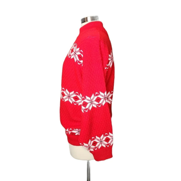 Vintage American Pride Red & White Mock Turtleneck Sweater USA Made Size Large - Picture 2 of 16